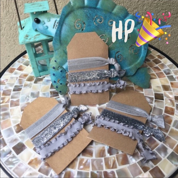 🔴Silver Shimmer silver and grey elastic hair ties - Picture 2 of 3